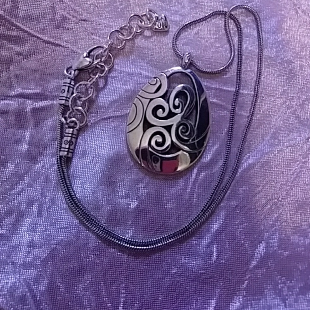 Brighton Silver Filigree Scroll Pendant Necklace